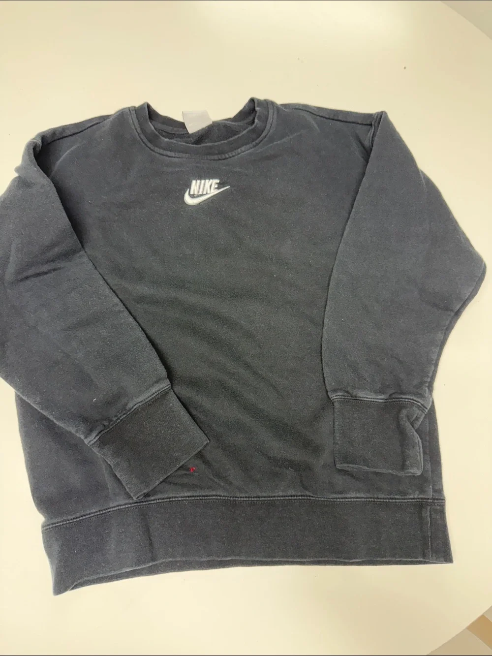 Nike Big Girls Black Crewneck Pullover with White Logo